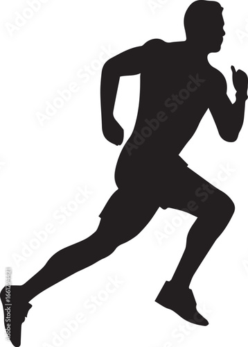 silhouette of a marathon runner sprinting forwardand, sprint track runner. Vector icon