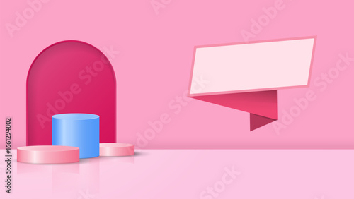 pink podium display product design with copy space-01