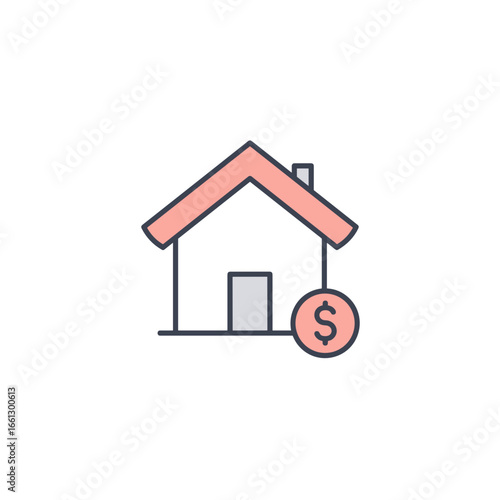 House icon with dollar sign, representing property value and financial concept