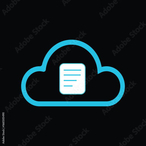 A professional icon for a document file stored in the cloud. Perfect for applications, websites, and business presentations focused on online storage and digital file sharing.