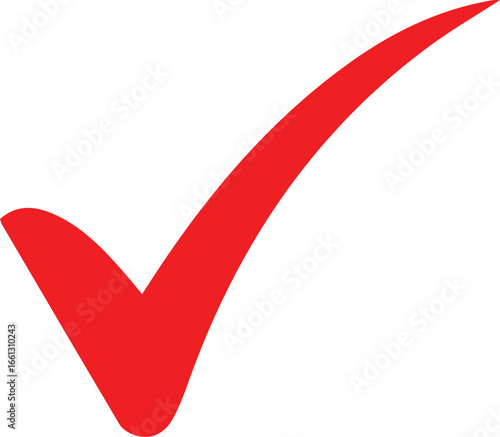 Red Check Mark Icon Isolated on White Background