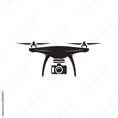 Modern quadcopter drone silhouette with camera for aerial photography and videography silhouette