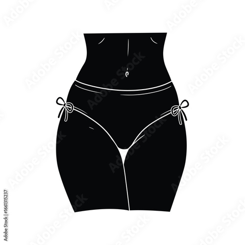 Woman s bikini bottom silhouette beachwear swimwear summer fashion isolated vector