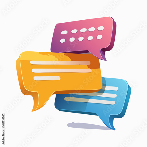 Vector illustration of a blank speech bubble chat icon next to a yellow chair