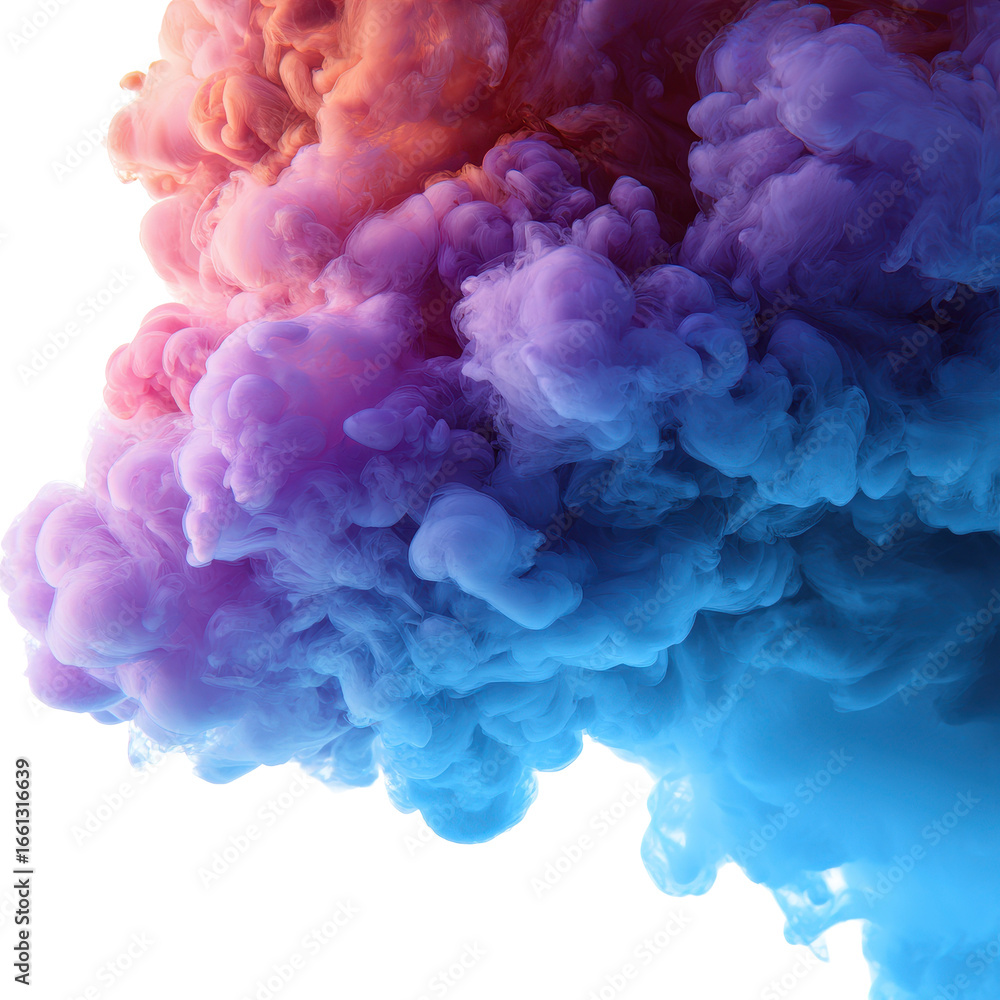 Fototapeta premium Colorful smoke cloud swirling, isolated on transparent background
