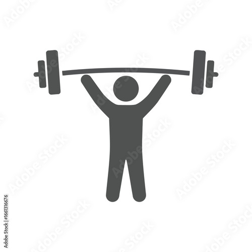Weightlifter lifting barbell icon fitness strength training gym workout symbol healthy lifestyle graphic
