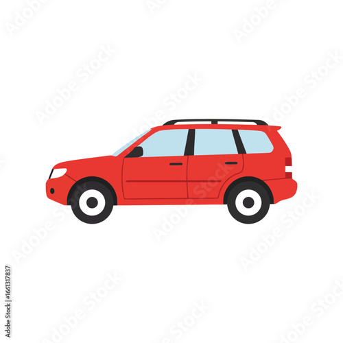 Red suv car illustration family vehicle outdoor adventure transport travel automobile modern crossover