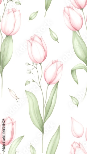 Wallpaper Mural Pastel Tulips Seamless Pattern Torontodigital.ca