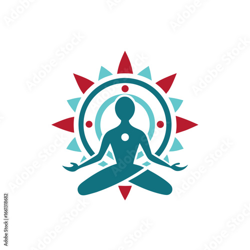 a mandala with a human silhouette in a yoga pose a