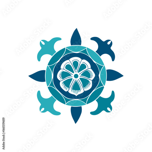 a sea turtle mandala where the shell is the centra