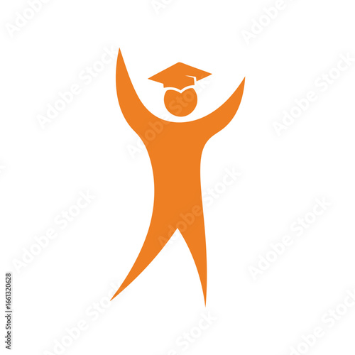 Graduation cap silhouette celebrating achievement education success student graduate icon joyful person
