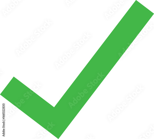 Green Check Mark Icon Isolated on White Background – Vector Tick Symbol for Approval and Success