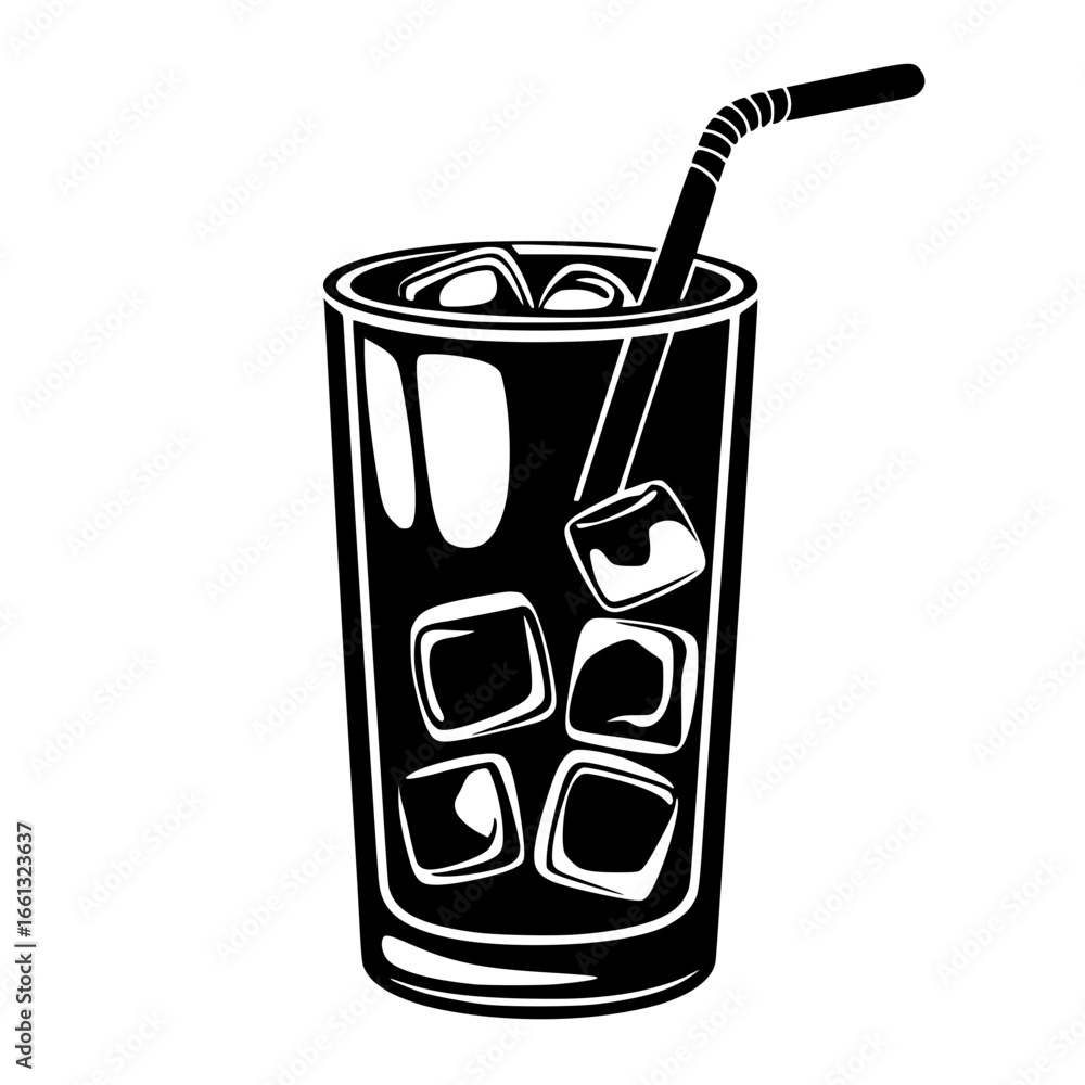 Refreshing iced drink with straw and ice cubes perfect for summer refreshment and beverage concepts Refreshing iced drink with straw and ice cubes perfect for summer refreshment and beverage concepts