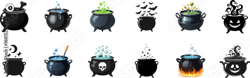 Halloween Witch Cauldron Potion Vector Illustration