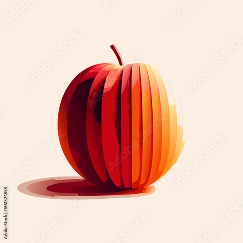 Abstract Sliced Red Apple Digital Art Illustration.