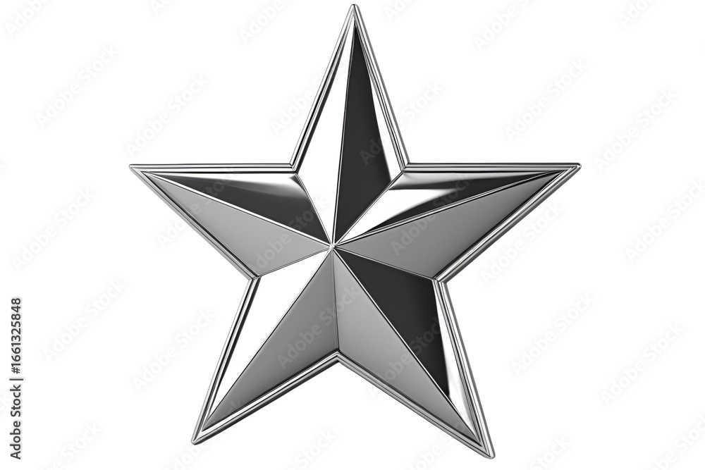Obraz premium Realistic Silver Star Icon Transparent Background - 1