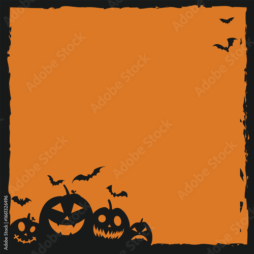 Halloween background frame template design with scary elements. Vector