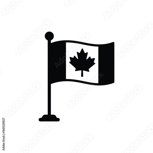 Canadian flag waving on pole maple leaf emblem national symbol vector graphic