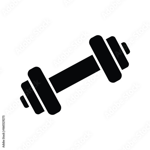 Black dumbbell vector illustration fitness equipment weightlifting gym workout strength training isolated eps graphic