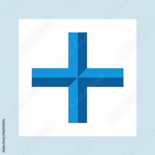 Vibrant blue plus sign symbol with subtle 3D shading.