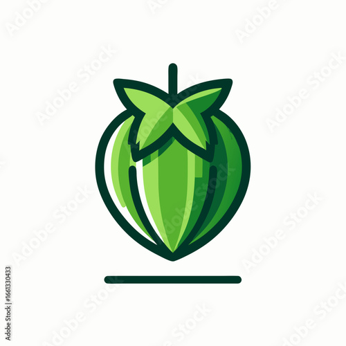 Vibrant green hop cone icon with bold outline and stem.