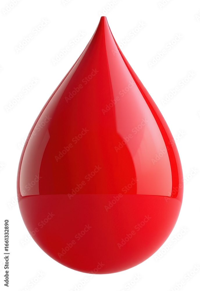 Obraz premium Glossy Red Droplet White Background