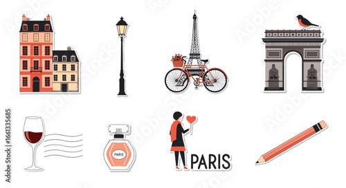 Capturing the iconic essence of paris through charming illustrations of city landmarks and cultural symbols