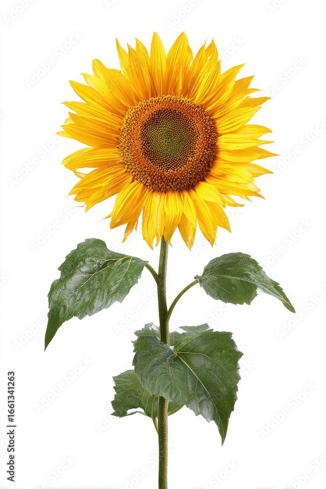 Obraz premium Single sunflower against white background (2)