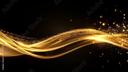 Abstract gold waves on black background