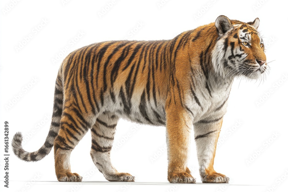 Fototapeta premium Full shot of a tiger, standing alert