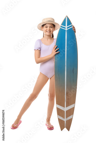 Cute girl in swimsuit with ...