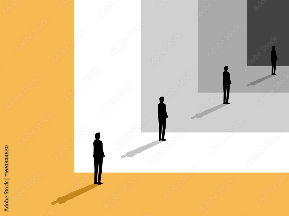 Fototapeta premium Businessman standing looking at his reflection in the mirror