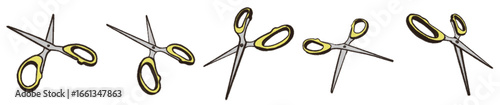 Cartoon Style Scissors Illustration PNG with Yellow Handle for Stationery Design
