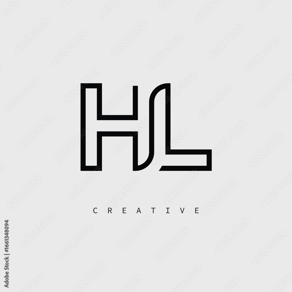 Obraz premium HL Creative Letter Logo – Minimal Line Monogram in Black Outline for Modern Branding Identity Design.