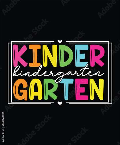 Colorful Back-to-School Kindergarten Typography T-shirt  Design.