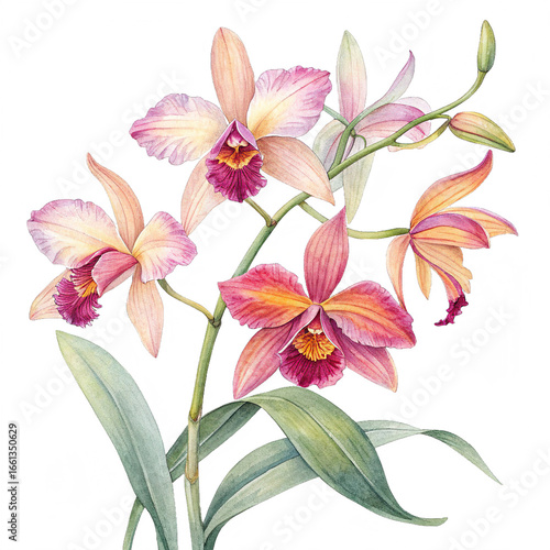 Orchid Bloom: Exquisite orchids in full bloom, showcasing vibrant colors and delicate petals, embodying the essence of nature's artistry, perfect for botanical themes and floral designs.