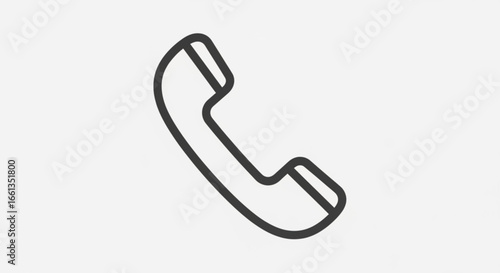 Outline drawing of a telephone receiver with a curved handle and speaker on a white background