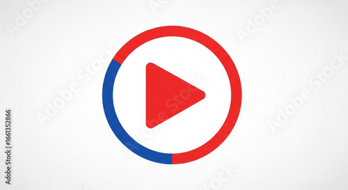 Free Download Illustration of a red play button inside a circle divided between red and blue colors - GFXLoad