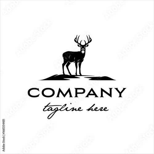 Deer standing on the side of the creek with classic style design