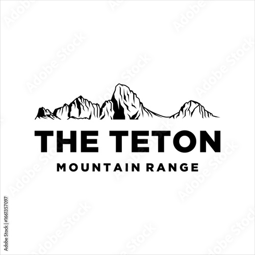 The Teton mountain range logo with classic style design
