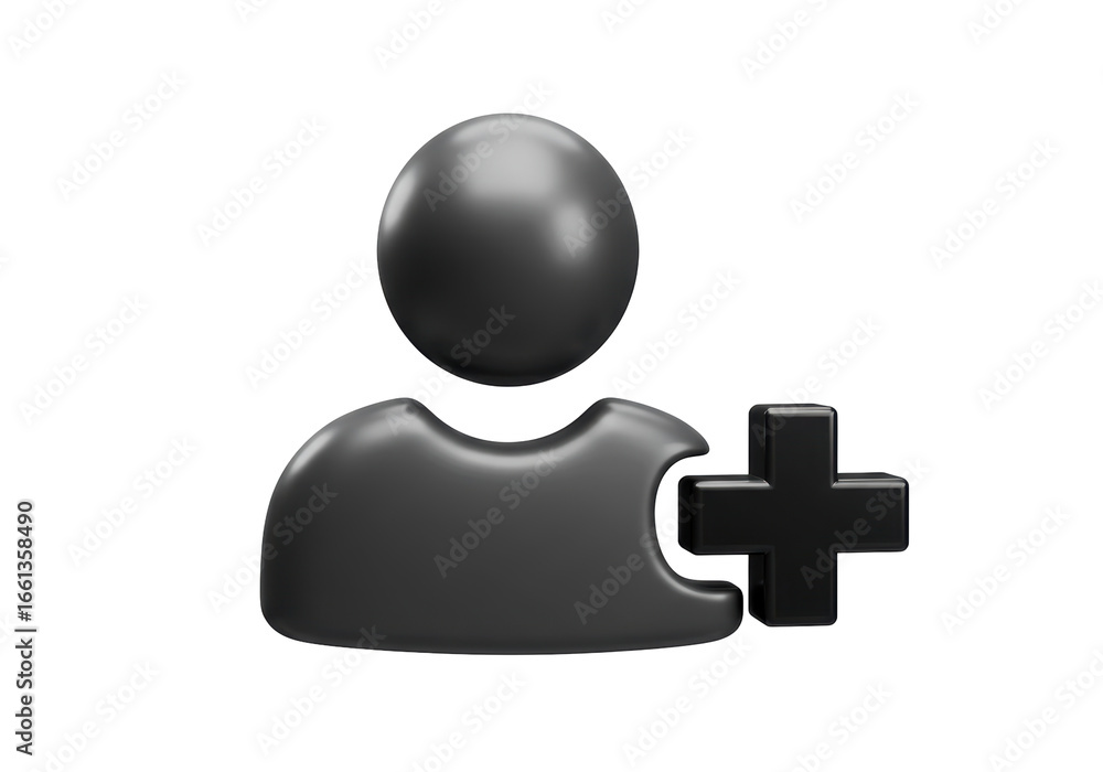 Fototapeta premium Isolated Add New User Account Icon in Dark Grey