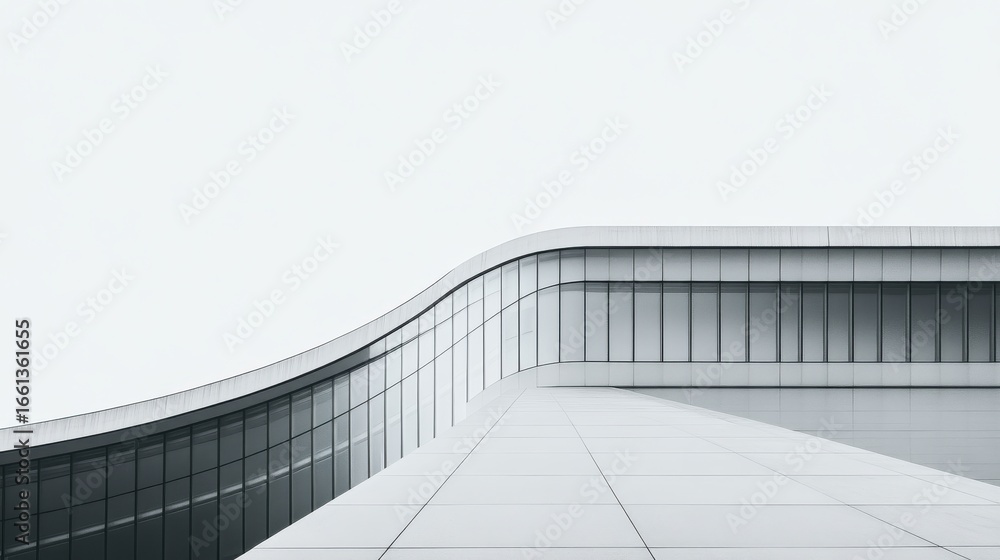 Fototapeta premium Modern curved architecture building in urban setting