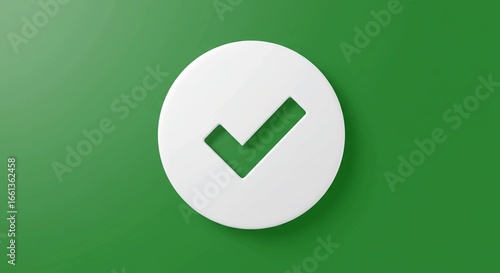 A white circle with a green check mark, indicating approval and completion.
