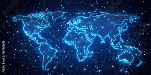 Abstract global network connection on technology background. world maps for global business.