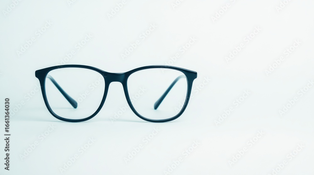 Fototapeta premium Minimalist eyeglasses on white background in studio setting