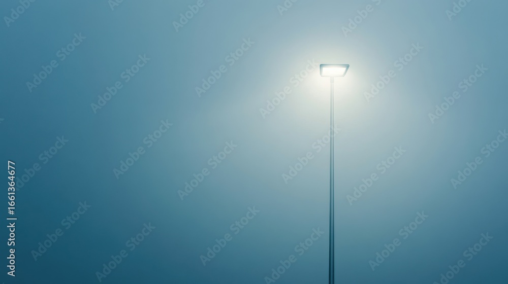 Illuminated light post in foggy outdoor setting at night Illuminated light post in foggy outdoor setting at night