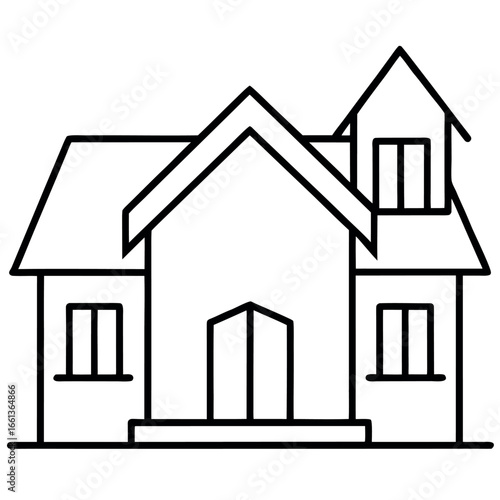 Architect House Line Art Colouring Page