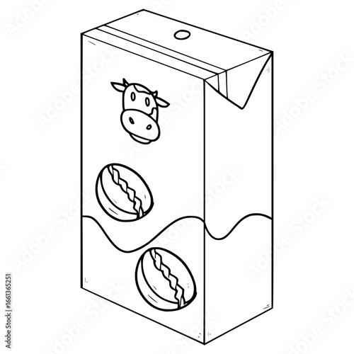 latte carton ready to drink illustration hand drawn outline vector