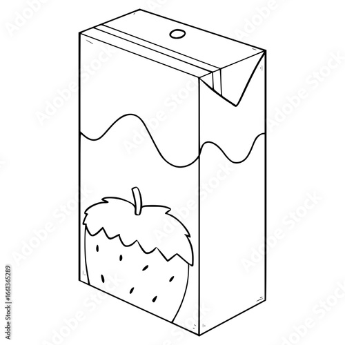 strawberry juice box ready to drink illustration hand drawn outline vector