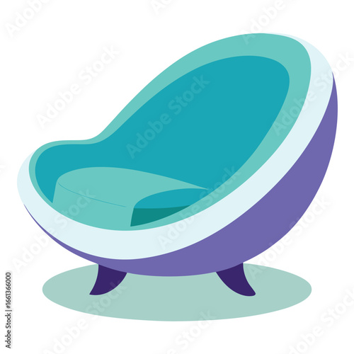 Futuristic Lounge Chair Curved Fiberglass Shell